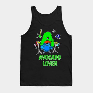 Avocado Lover - Funny Avocado Cute Clipart Veggies - Musical Beats Drummer Tank Top